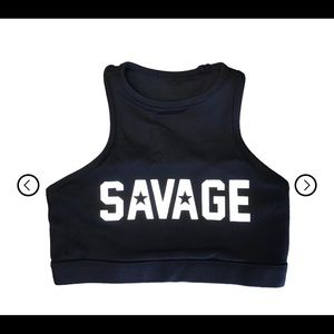 Savage Barbell SPORTS BRA - HIGH NECK - BLACK. Size medium.